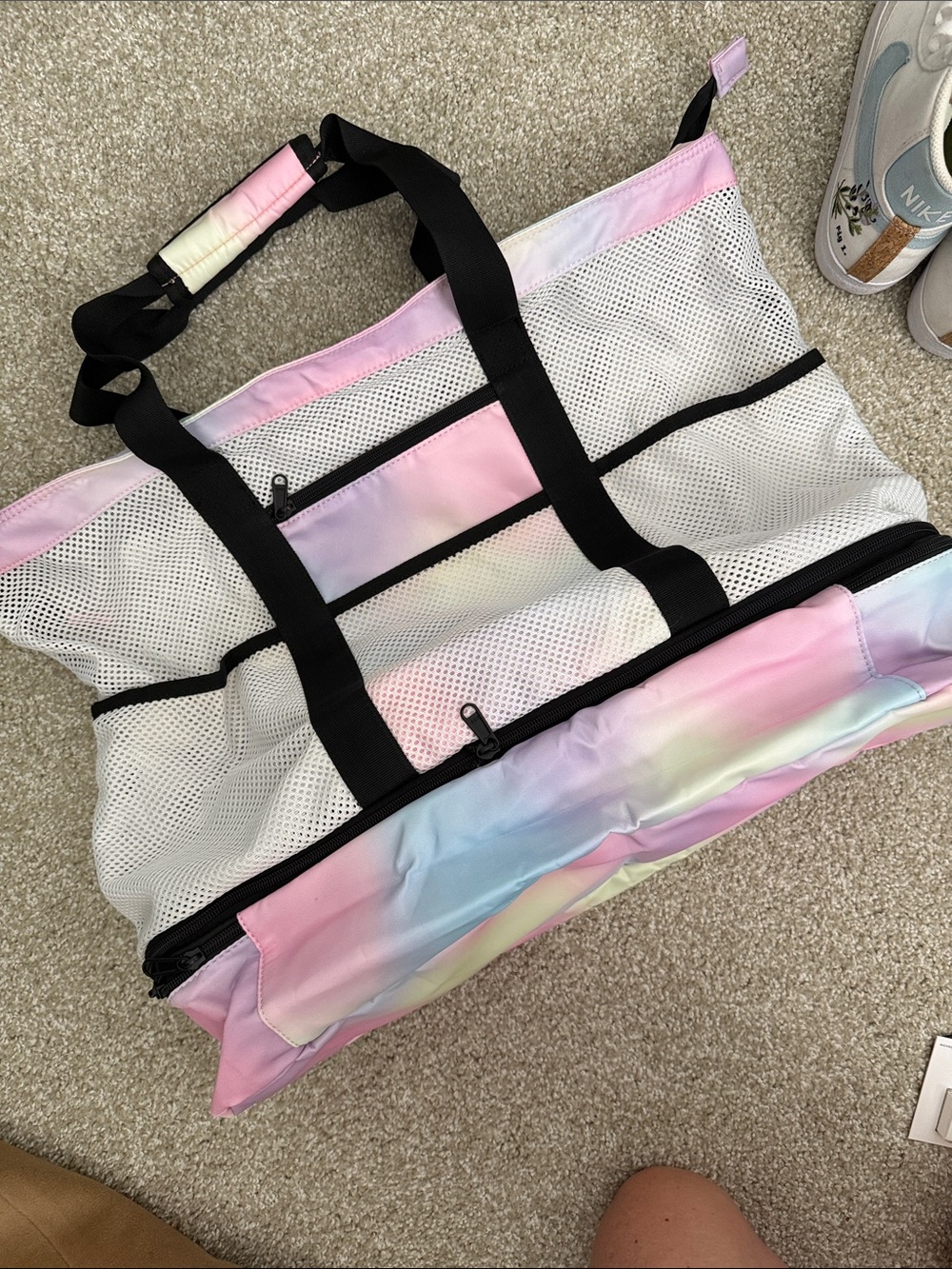 Pastel Gradient Mesh Travel Tote Bag - Pink Multi
